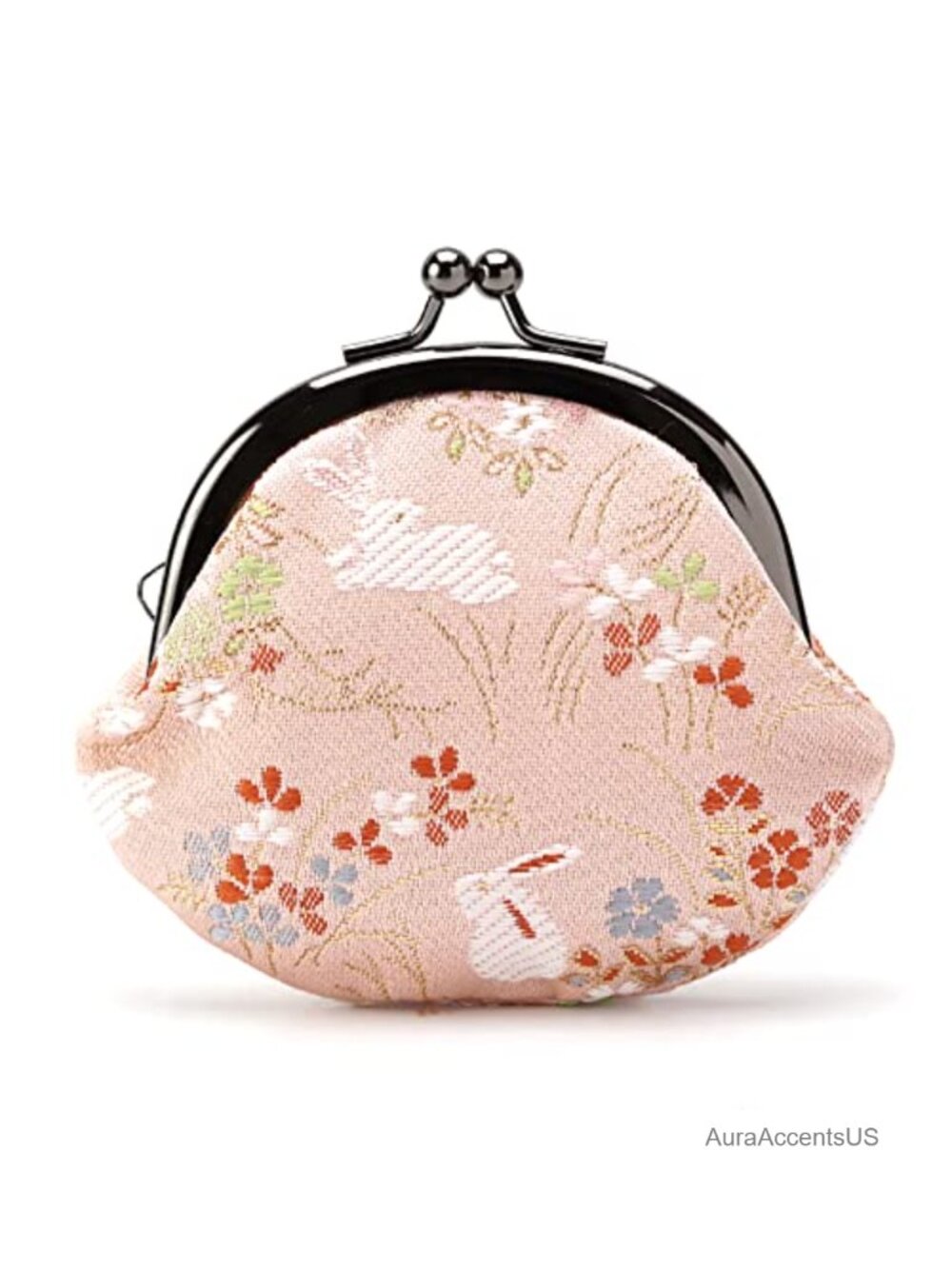 Vintage Kyoto Nishijin-ori Coin Purse Kiss Lock Pouch Women Wallet